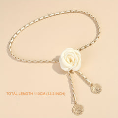 Camellia Flower Waist Chain Metal Waistband for Women