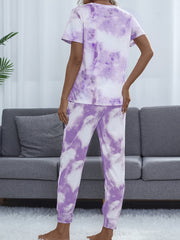 Tie Dye Lounge Set Short Sleeve Top & Pants