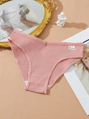 8pcs Seamless Ribbed Bikini Comfy Low Waist Panties Women Lingerie
