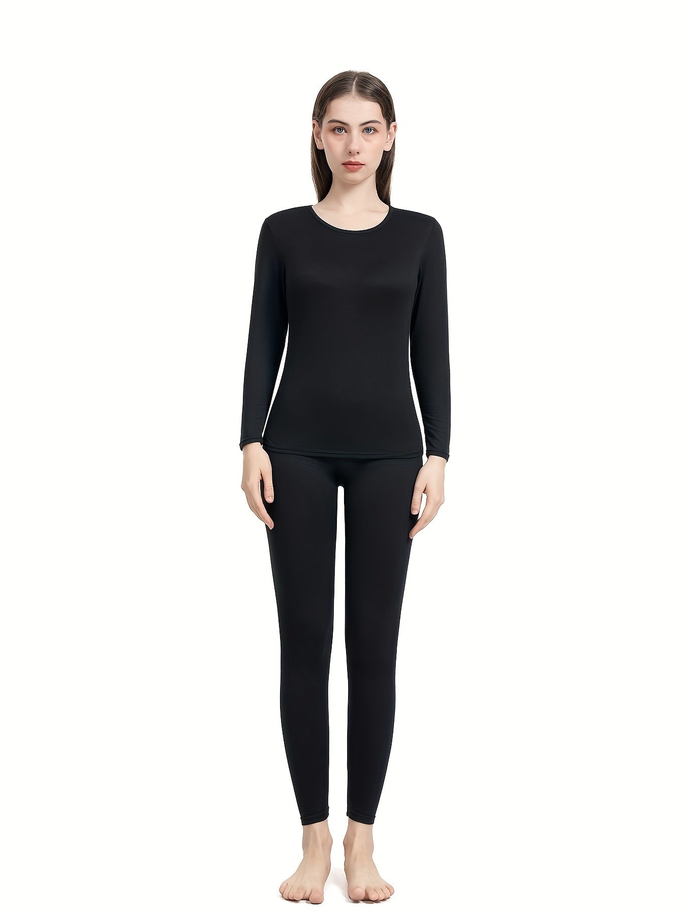 Women's Thermal Underwear Set Long Sleeve Crew Neck Tops & Pants