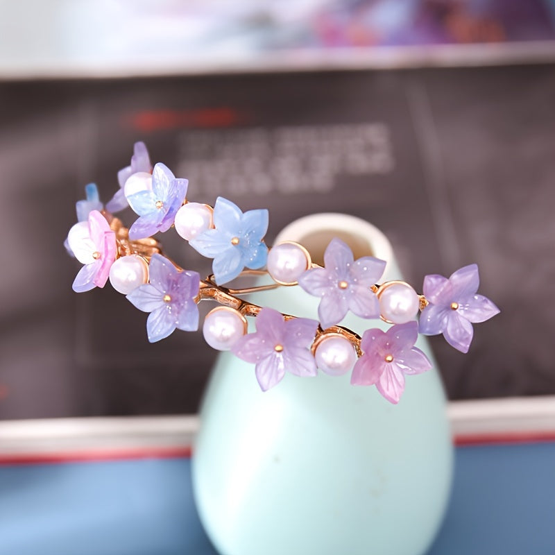 Antique Style Flower Juda Pin Alloy Pearl Hairpin for Women Girls