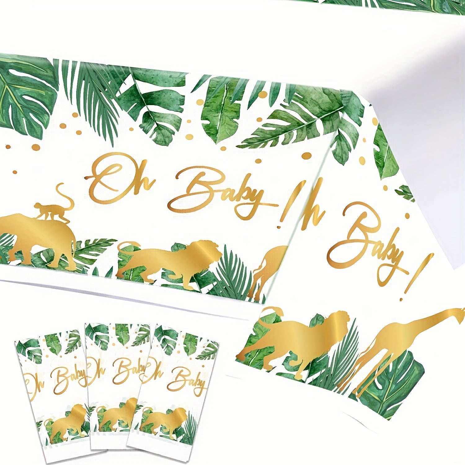 Plastic Jungle Animal Tablecloth - Waterproof Table Covers