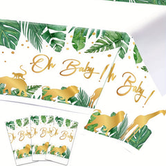 Plastic Jungle Animal Tablecloth - Waterproof Table Covers