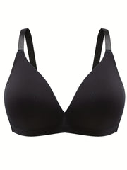 Plus Size Solid Wireless Push Up Soft Comfort Bra