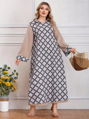  Colorblock Argyle Print Maxi Dress