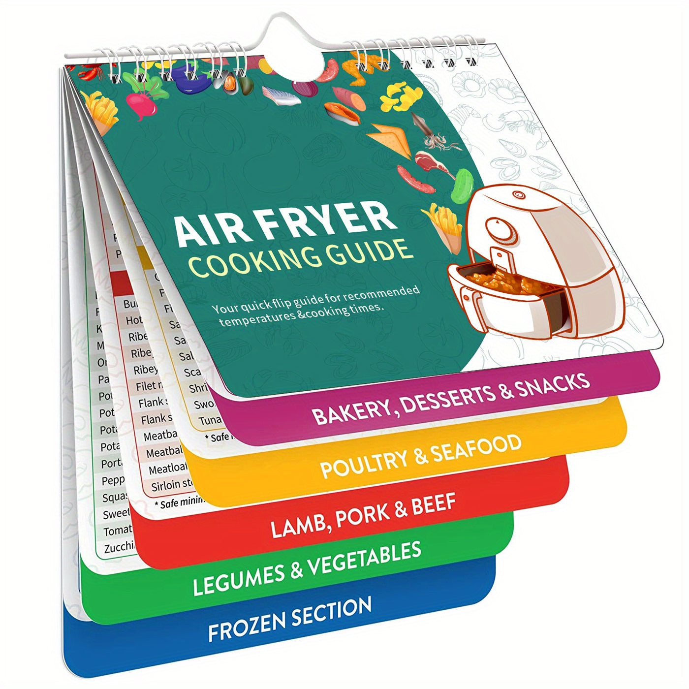 1pc Air Fryer Cheat Sheet Magnets Cooking Guide Booklet