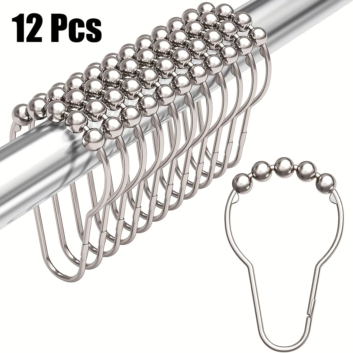 12pcs Gourd Design Shower Curtain Hook Stainless Steel Bathroom Acces