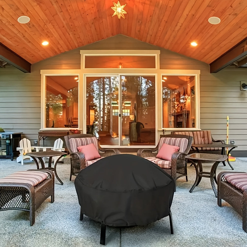 Waterproof Round Fire Pit Cover Patio Dustproof Anti UV Tear Resistant