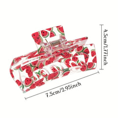Watermelon Pattern Hair Clip Barrettes Rectangular Claw Clips For Women
