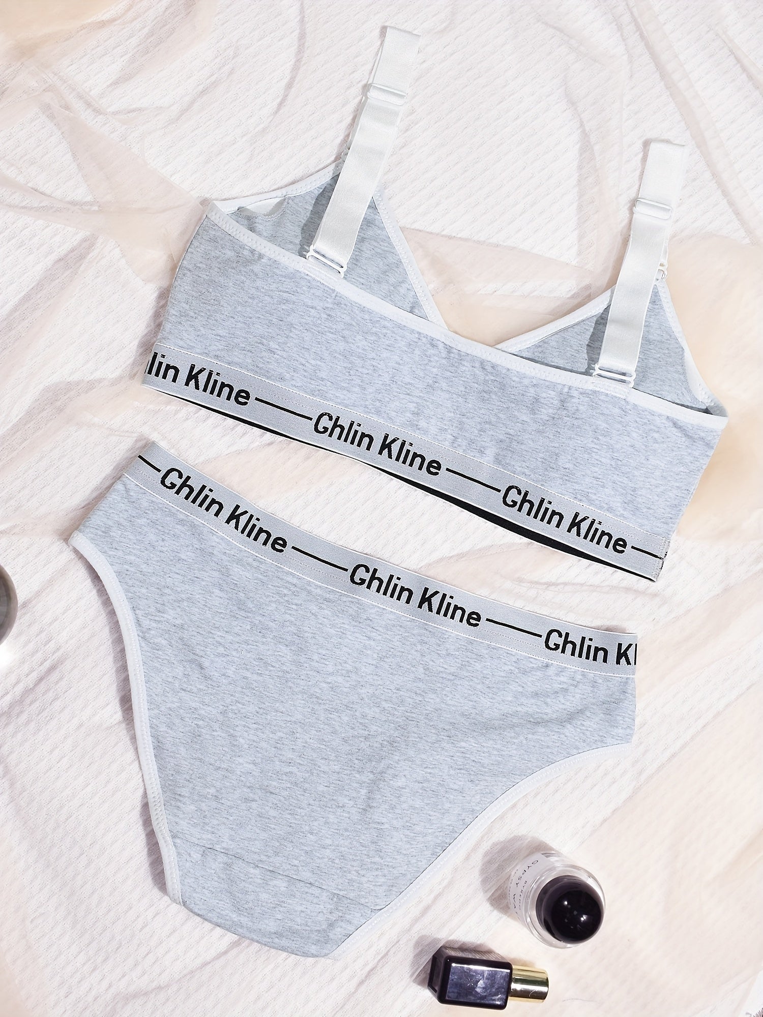 Letter Print Bra & Panties Set