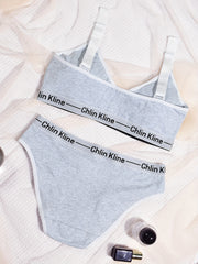 Letter Print Bra & Panties Set