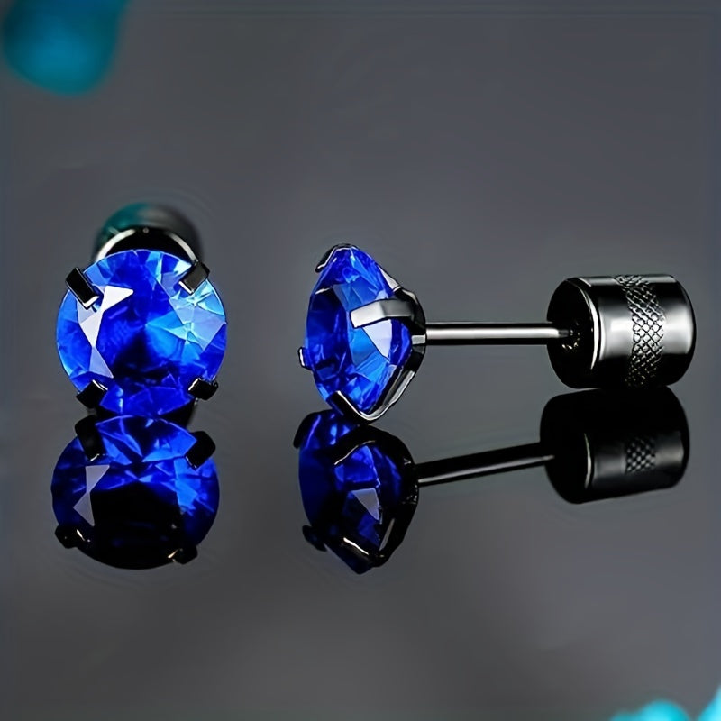 Double Sided Faux Diamond Stud Earrings for Men