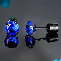 Double Sided Faux Diamond Stud Earrings for Men