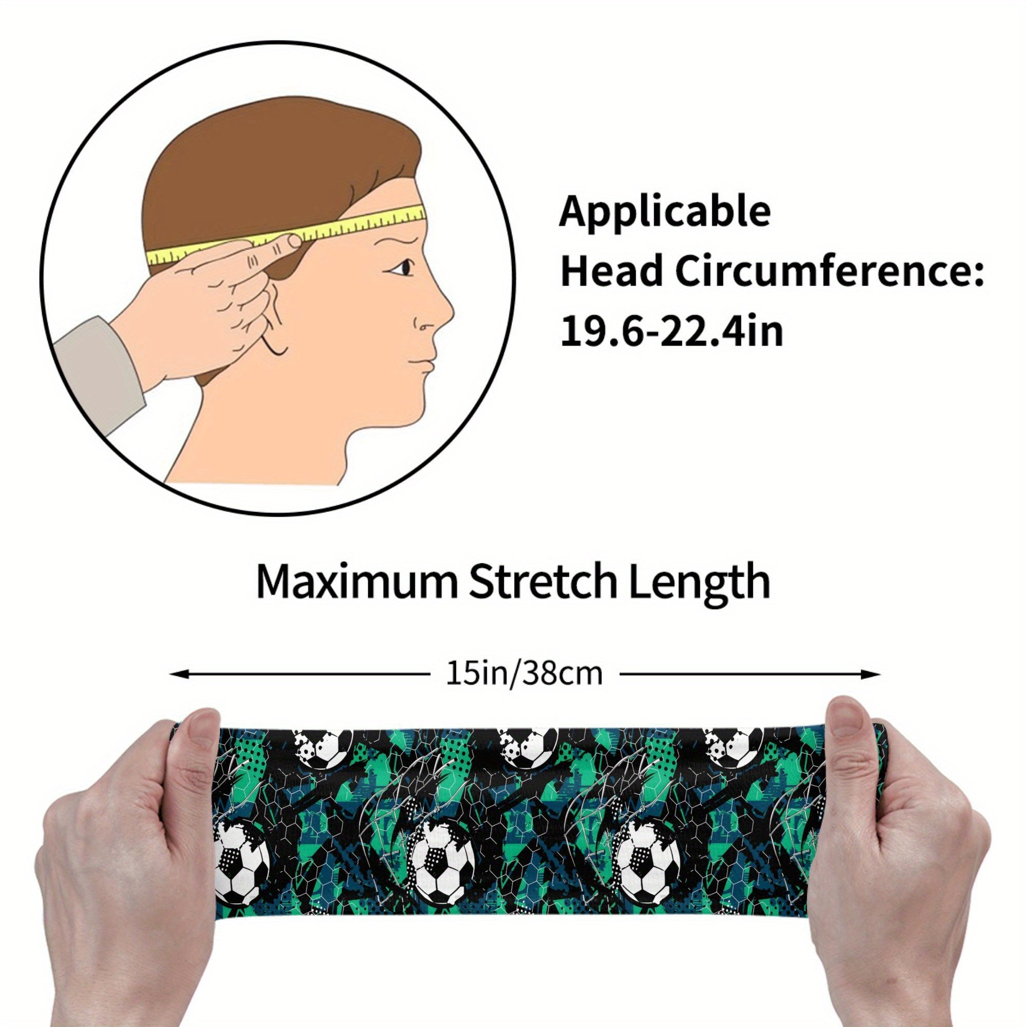 Unisex Sports Headband Soccer Ball Sweat Wicking Polyester & Spandex