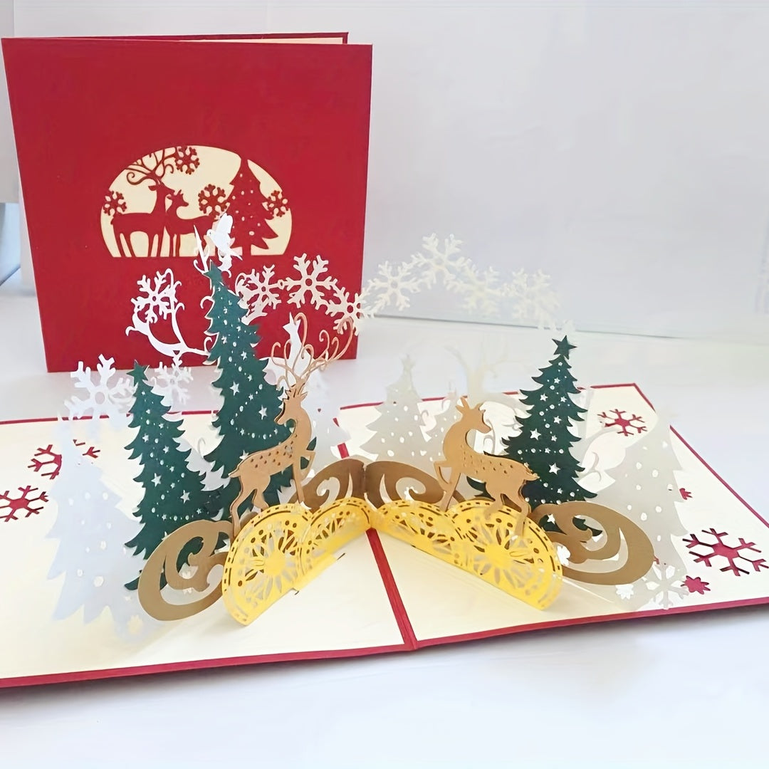 3D Cartoon Pop up Christmas Greeting Card