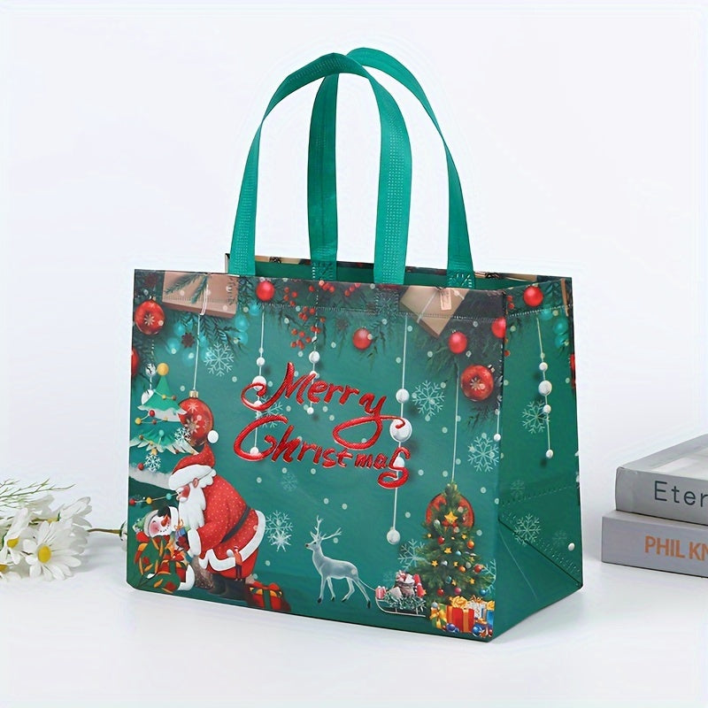 6pcs Christmas Gift Bags Reusable Tote Bags Festive Non-Woven Grocery