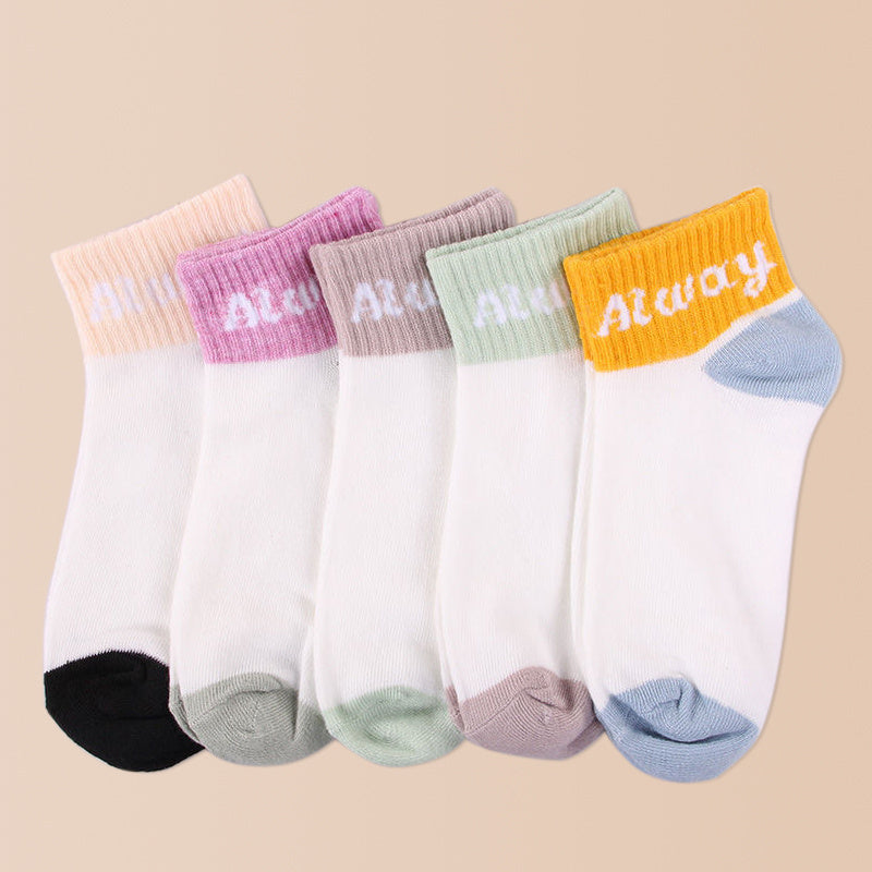 5 Pairs Ankle Socks Essential Assorted Solid Socks Women's Stockings