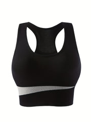 Colorblock Wireless Sports Bra Racerback Tank Bra