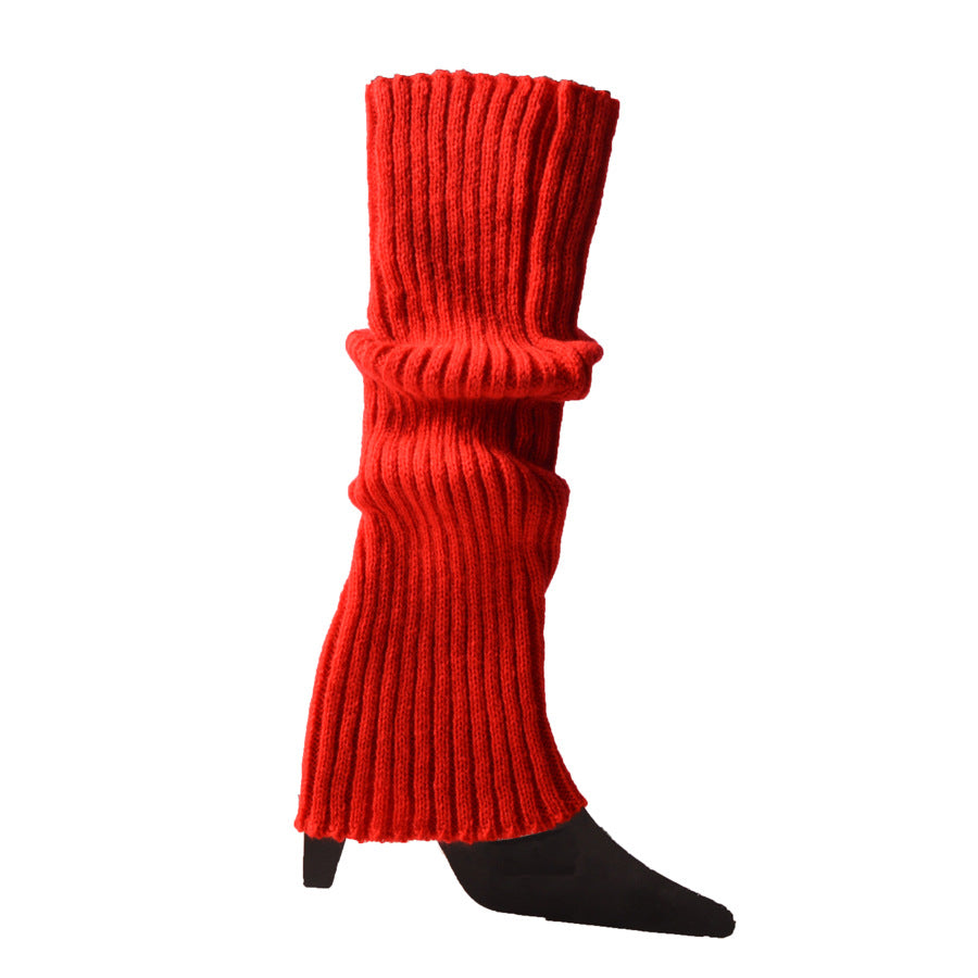 Women's 80s Ribbed Leg Warmers Knitted Crochet Long Boot Socks