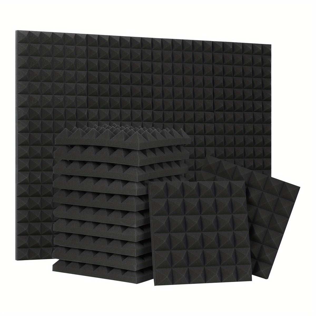 24pcs Acoustic Foam Panels 12x12x2 Pyramid High Density Acoustic Panels