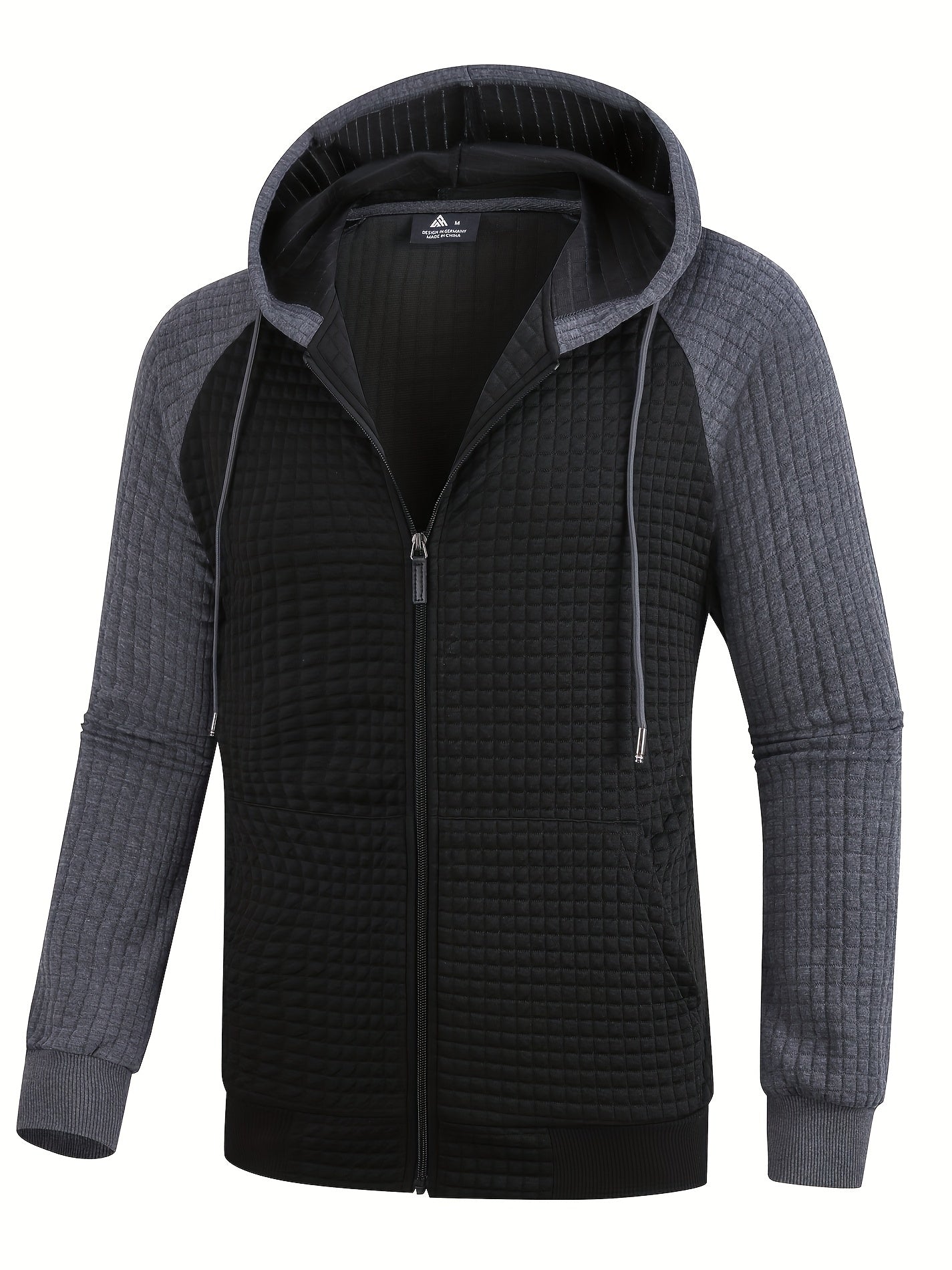 Men's Waffle Pattern Hooded Jacket