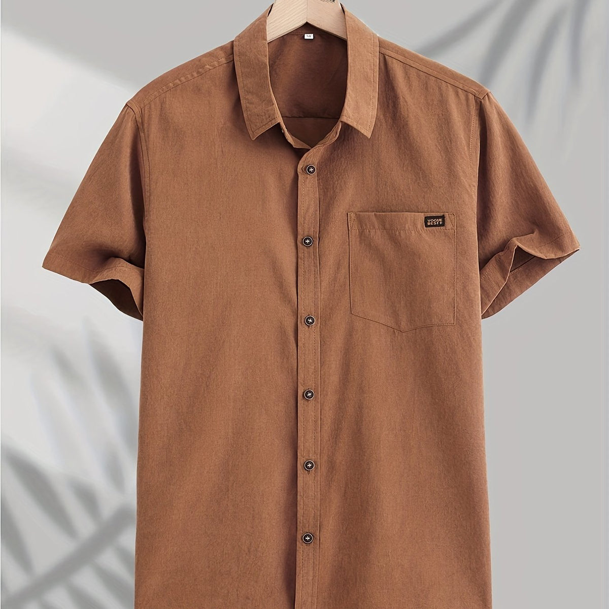 Men's Lapel Shirt with Chest Pocket Short Sleeve Button Up