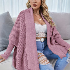  Solid Bat Sleeve Open Front Cardigan
