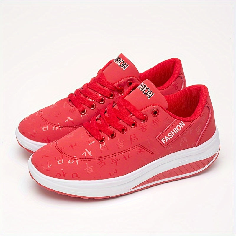 Women's Platform Wedge Walking Shoes Lace Up Sneakers