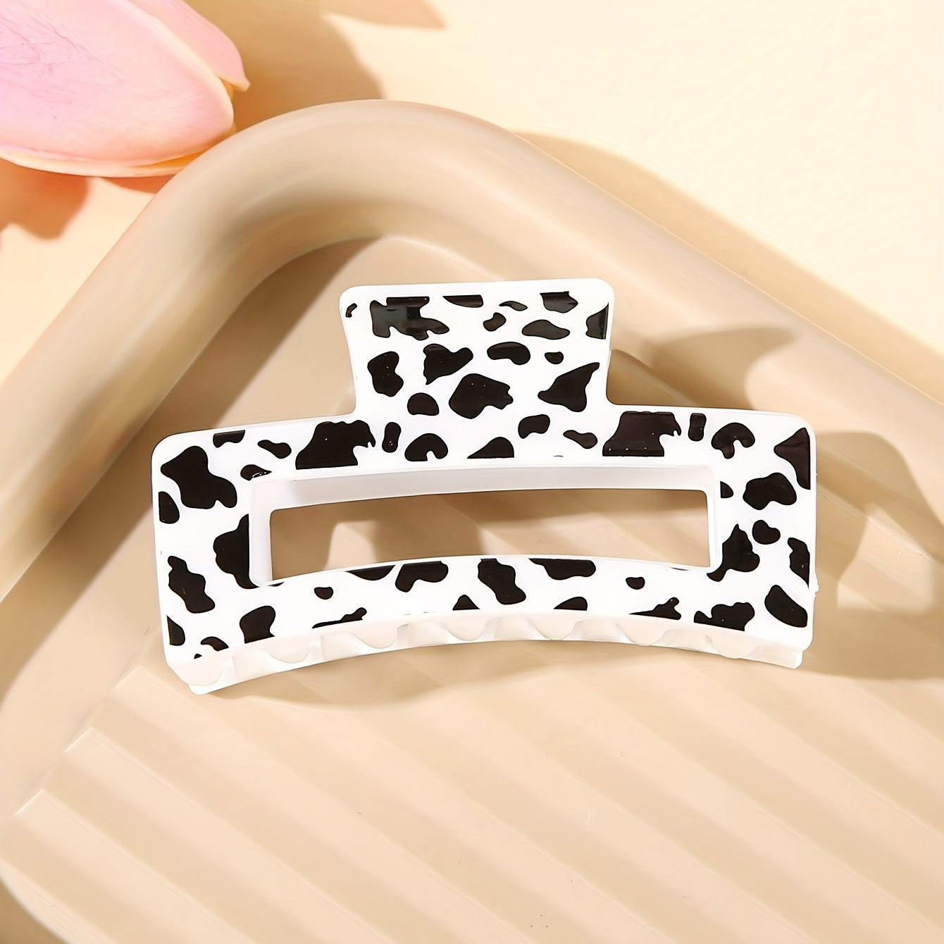 Cow Print Hair Claw Rectangle Frame Banana Clip Styling Accessory