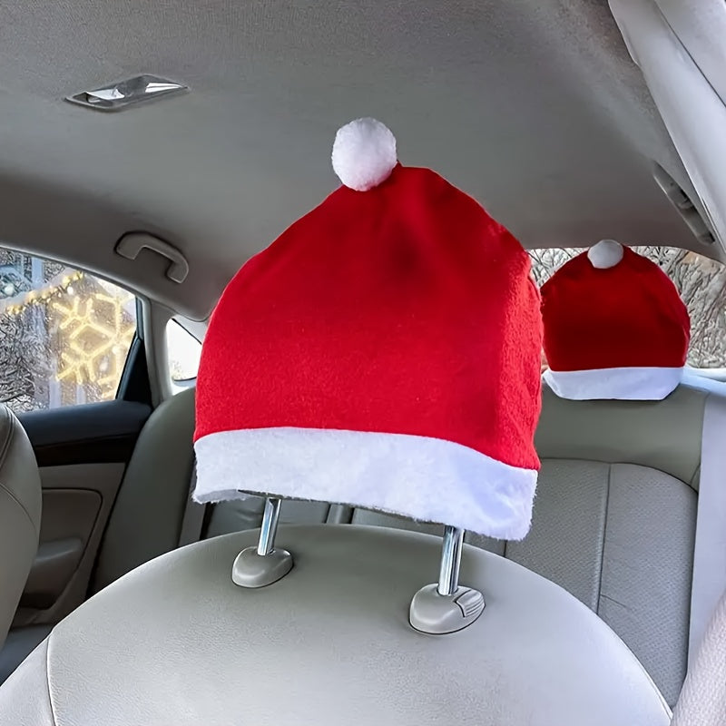 Christmas Car Seat Cover Christmas Hat Car Headrest Cover Car Decoration