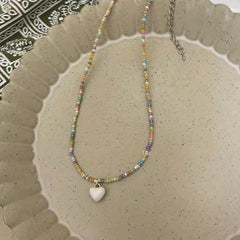 Y2K Candy Chain Beads Necklace Colorful Clavicle Love Summer Jewelry Gift