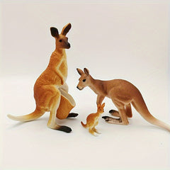 Kangaroo Toy Set Realistic PVC Animal Figures Male & Female with Youngsters