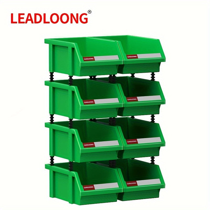 8pcs Plastic Stackable Storage Bins Parts Storage Organizer Garage Supplies