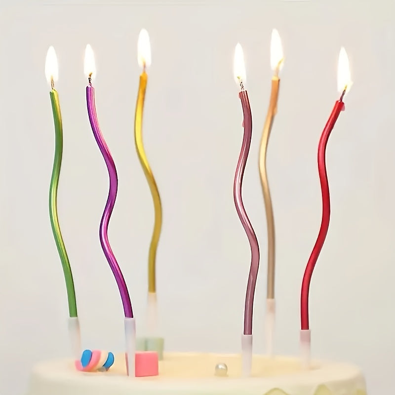 6pcs Birthday Cake Shape Curve Candle Party Candle Large Polish Curved Candle