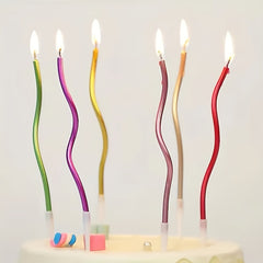 6pcs Birthday Cake Shape Curve Candle Party Candle Large Polish Curved Candle