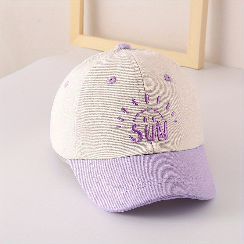 Kids Sunshade Breathable Baseball Cap with Sun Embroidery