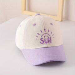 Kids Sunshade Breathable Baseball Cap with Sun Embroidery