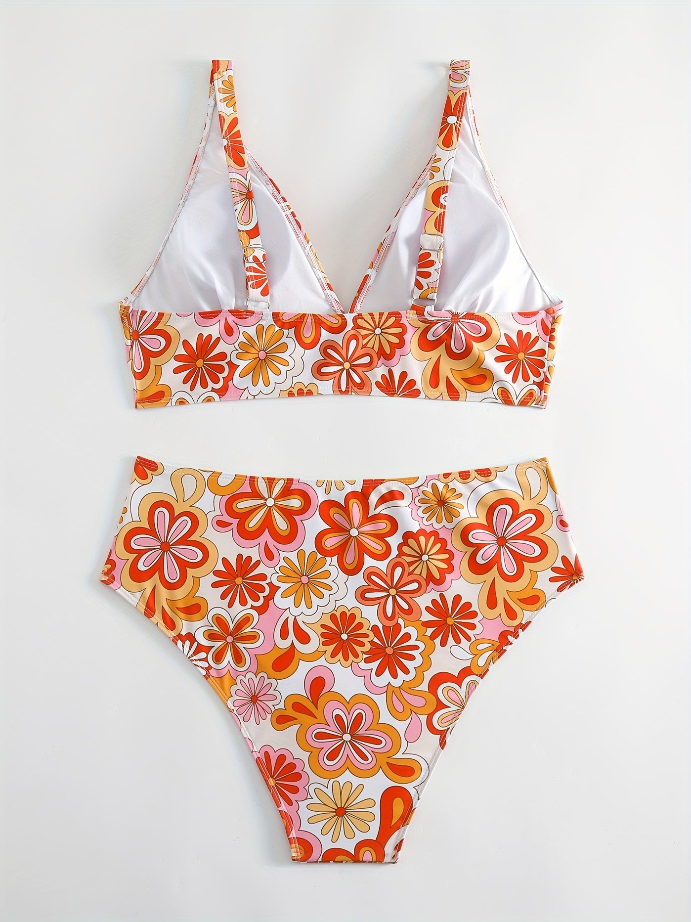  Floral Print Bikini Set High Stretch Bra & Panty Swimsuit