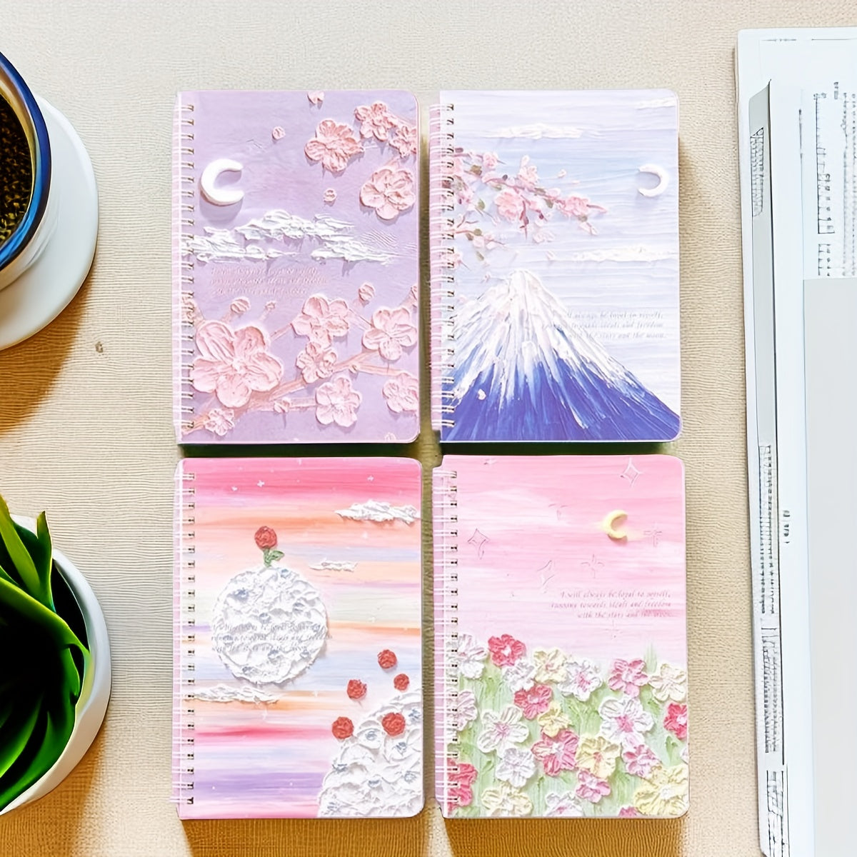 4pcs 1pc A5 Creative Painting Cover Notebook Spiral Coil Journal