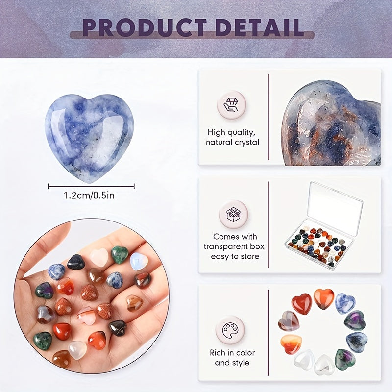 10pcs Heart Shape Natural Stone Ornament for Home Decor & Jewelry Making