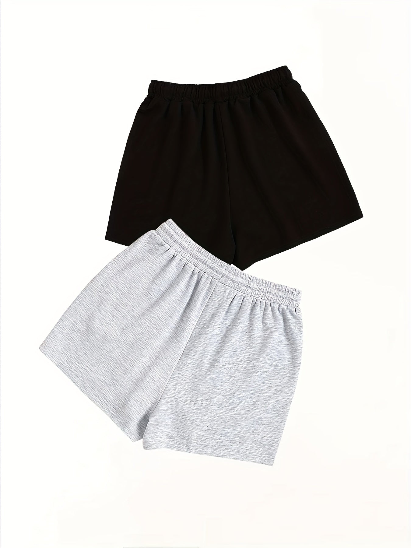 2 Pack Plus Size Casual Shorts Women's Plus Heart & Dog Print Drawstring Shorts