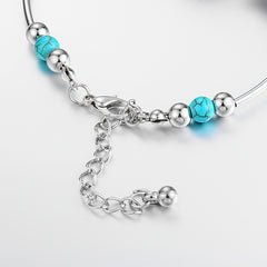 Vintage Silver Turquoise Butterfly Bracelet Chain Beads Bangle Wedding Gift