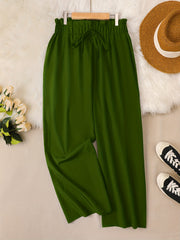  Women's Wide Leg Loose Trousers Elastic Waist