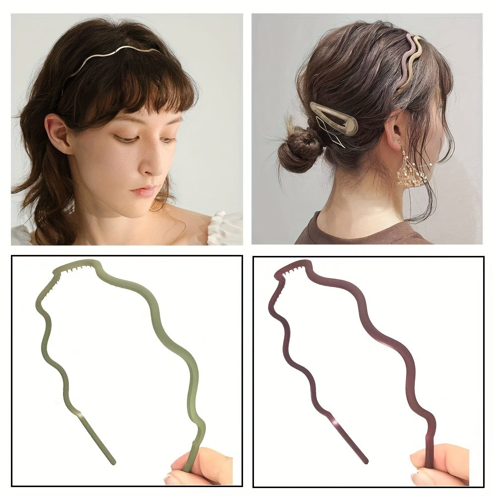 9pcs Thin Wavy Headband Solid Hair Band Toothed Head Band Hair Accessories