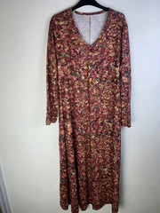 Plus Size Long Sleeve V Neck Maxi Dress With Pockets