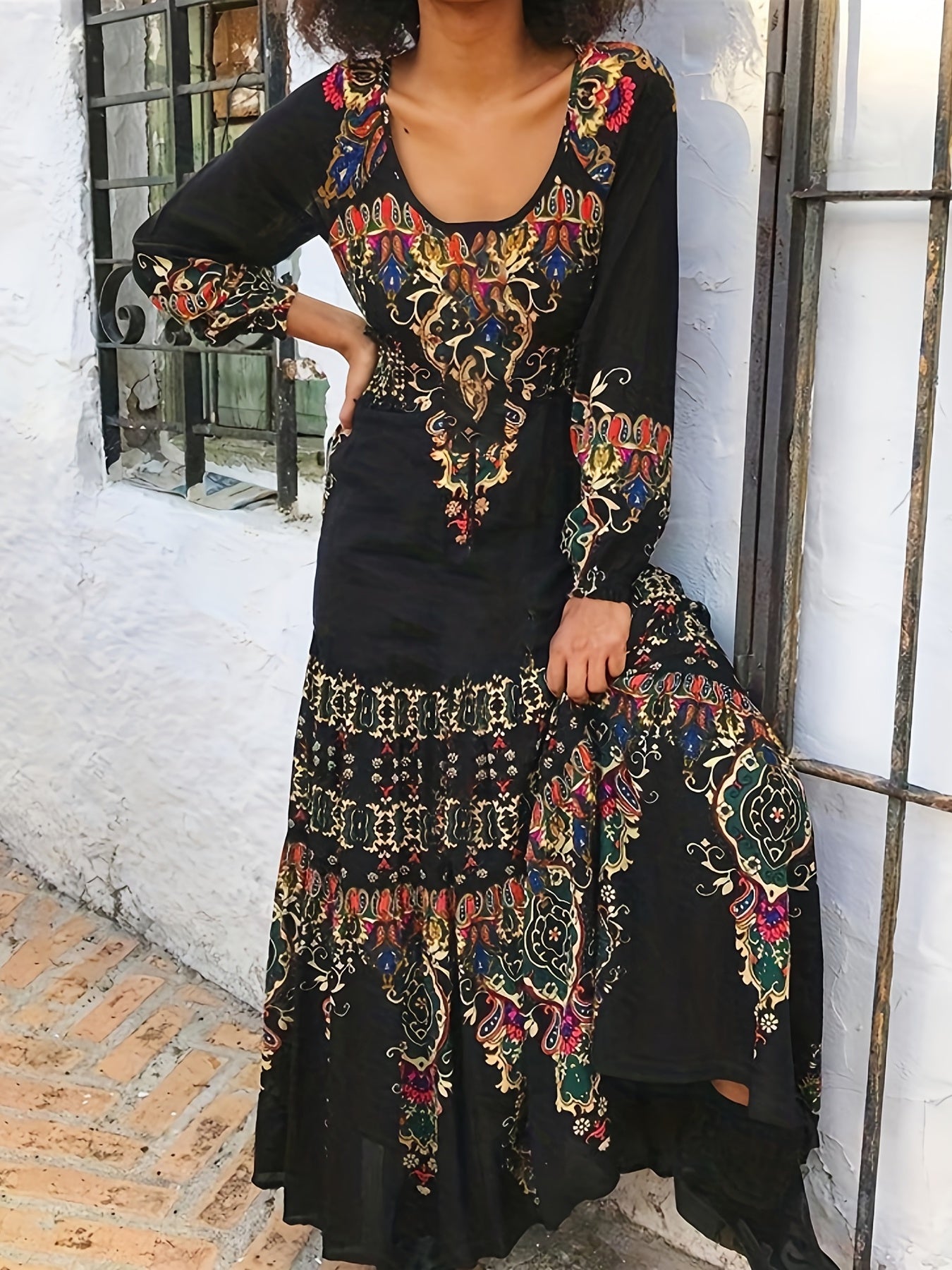  Boho Dress Women's Plus Floral Print Maxi Dress