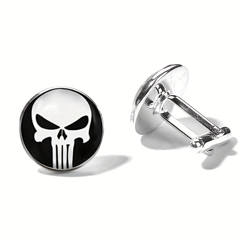 Punisher Skull Men's Cufflinks Round Button