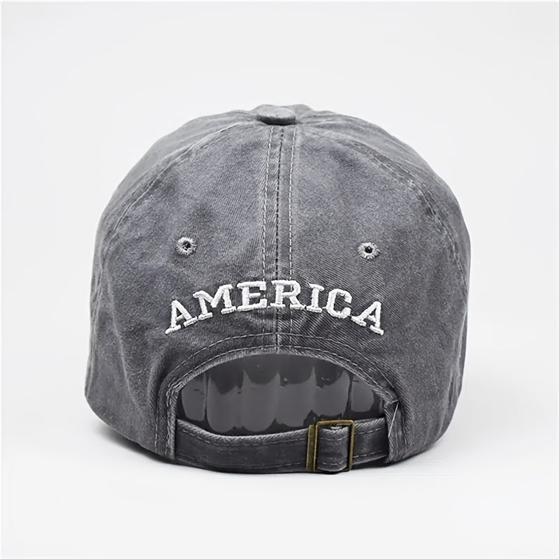 Washed Retro Letter Baseball Cap American Flag Cotton Hat