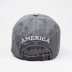 Washed Retro Letter Baseball Cap American Flag Cotton Hat