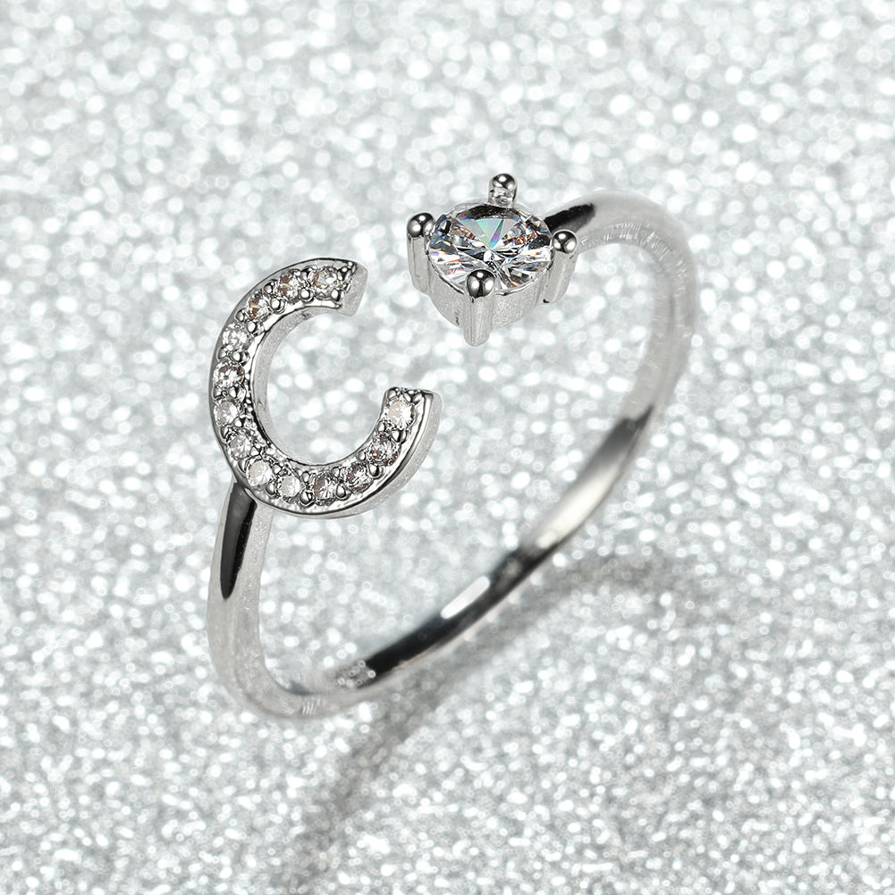 Hot Silver A Alphabet Rings Initial Rings Wedding Love Rings